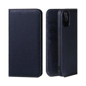 HANATORA iPhone15Pro ケース 手帳型 本革 スマホケース スマホ スタンド コードホルダー 付き シュリンクカーフレザー ギフト マグネットなし ブルーインディゴ PH-15Pro-BlueIndigo