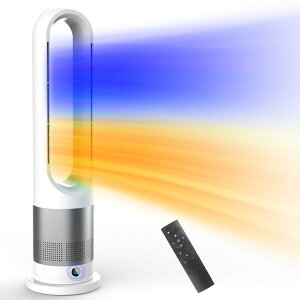 【2024新登場】セラミックヒーター【冷暖兼用・羽根なし 】 暖房器具 省エネ 電気 ファンヒーター 3段階温風&8段階送風 DCモーター 100°首振り 9hタイマー 強風&微風&静音モード 大風量 羽