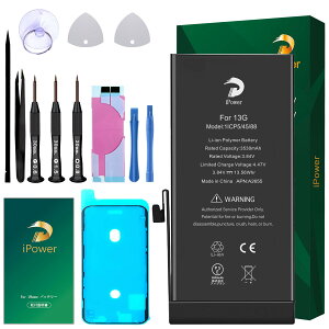 iPower for iPhone 13 �o�b�e���[ �݊� ��e�� 3530mAh 9.4%���� 3.84V ���{������� A2655�d�r PSE�ؖ��� �Ή�A2482/A2631/A2633/A2634/A2635�@�� Rechargeable Li-ion Battery �����C���p �d�r�̂��߂ɍő�1�����̏��ƕی�