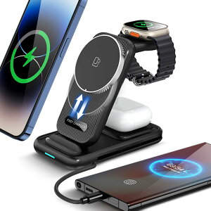 yŐV^ 4in1zCX[d 4in1 oCobe[ mag-safeΉ 15W}[d }Olbg iPhone16/15/14/13/12/Galaxy/Airpods [d ^ y ܂肽ݎ Type-CP[ut PSEF؍ς