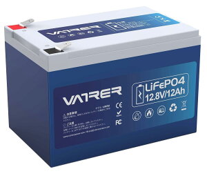 VATRER POWER 12V12Ah リン酸鉄リチウムイオンバッテリー LiFePO4 ディープサイクルバッテリー5000回以上サイクル BMS付き IP65防水 おもちゃ自動車/防犯カメラ/太陽光発電システム用バッテリー/魚群