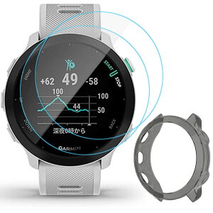 Miimall�y�J�o�[+�t�C����*2�z�Ή�Garmin(�K�[�~��) ForeAthlete 55/ForeAthlete 158 �P�[�X TPU�ގ� �K�[�~�� ForeAthlete 55 �t�B���� �����h�~ Garmin ForeAthlete 158 �J�o�[ �w��h�~ �ȒP�\�t �y�� �����ߗ� �ی�