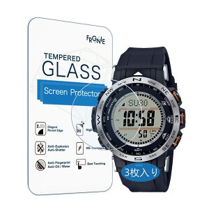 (3枚入り) Frgnie Compatible with CASIO PRW-30 強化ガラス保護フィルム, 対応 カシオ PROTREK プロトレック 電波 ソーラー 保護フィルム