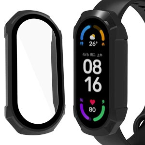 Miimall�y��̌^�P�[�X+�t�B�����zXiaomi Mi Band 6/5/4/3 �P�[�X �S�ʕی� �w��h�~ �K���X�ގ� �����ߗ� �Ռ��z�� ���h�~ �V���I�~ Mi Band 6 �J�o�[ �C�A�h�~ �E���ȒP �y�� ���^�i�u���b�N�j