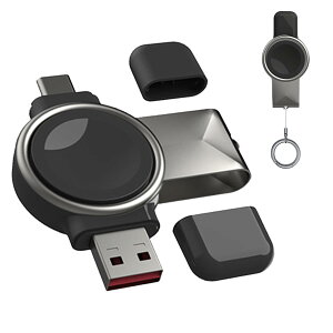 For Samsung Galaxy Watch 充電器 ワイヤレス充電器 2 in 1 USB-C と USB-A 充電ケーブル YAJOJO コンパクト マグネット式 ケーブル不要 ワイヤレス 持ち運び便利 軽量 Galaxy Watch Ultra/7/6/6 Classic/5/5 Pro/4/4 Class