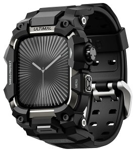 ULTIMAL �E�H�b�` �o���h for Apple Watch �o���h �A�b�v�� �E�H�b�` �o���h 46mm �P�[�X ��̌^ TPU/TPE �ϏՌ� ����~�� �ϋv�� �����h�~ (46mm, �u���b�N�E�u���b�N)