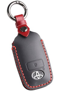 トヨタ ライズ ダイハツ ロッキー 新型タフト 専用キーケース 本革 キーケース レザー TOYOTA RAIZE DAIHATSU ROCKY TAFT キーカバー 新型 スマートキーケース かっこいい おしゃれ (本革2ボタン, 黒)