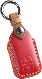 【smasol】スズキ キーカバー フロンクス 新型ジムニー 64系 スペーシアカスタム キーケース クロスビー ソリオ 本革 スマートキーケース カスタム パーツ ドレスアップ (本革、ワインレッド