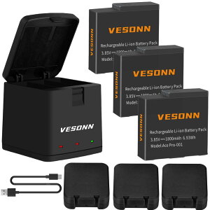 Vesonn 360 Ace Proobe[ [dZbg 1800mAh݊obe[*3 LEDt[d*1 360 Ace Pro/360 AceJɑΉ Type C Micro USB `[W[ 3[d\ PSE擾