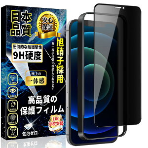 対応 iPhone 12mini ガラスフィルム 覗き見防止 【ガイド枠・1枚】旭硝子素材製 アイフォン 12mini 強化ガラス のぞき見防止 iPhone 12mini 液晶 保護 フィルム 硬度9H 指紋防止 飛散防止 スクラッチ防