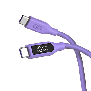 CIO 柔らかいシリコンケーブル 液晶ディスプレイ搭載 USB type-C 充電ケーブル 100W対応 iphone15 /16 タイプC usb type c to c ケーブル 【液晶部に保護フィルム有】(1m, ストレート, パープル)