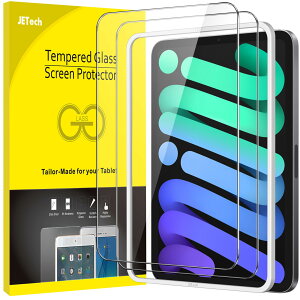 JEDirect iPad mini (A17 Pro 2024 モデル、第7世代) / mini 6 (2021モデル、第6世代) 8.3インチ 強化ガラス ガイド枠付き 傷つけ防止 液晶保護フィルム HD クリア 2枚セット