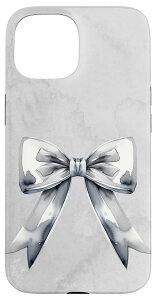 iPhone 15 Aesthetic Gray Bow���{�� �O���[ ���ʉ� �X�}�z�P�[�X