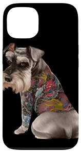 iPhone 13 シュナウザー 犬 日本龍タトゥー入り いれずみ スマホケース