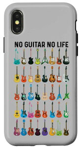 iPhone X/XS ノーギターノーライフ エレキギターデザイン-ヴィンテージギターコレクション ギター好き クラシックギター クラシック音楽 スマホケース