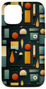 iPhone 13 円形 三角形 正方形 ヴィンテージ 幾何学模様 抽象アート スマホケース