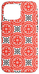 iPhone 16 Pro Max Coral Red Wheels Circles Dots Art Nouveau Folk Pattern �X�}�z�P�[�X