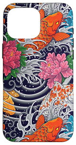 iPhone 16 Pro Max �g��Ԙa�� �e�B�[�� ���̎q ���� Japanese Wave Koi Flowers Pattern �X�}�z�P�[�X