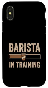 iPhone X/XS トレーニング中のバリスタ コーヒー エスプレッソ コーヒーメーカー スマホケース