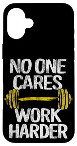 iPhone 16 Plus No One Cares Work Harder Workout Gym Vintage X}zP[X
