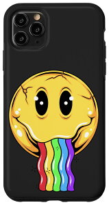 iPhone 11 Pro Max スマイリーフェイス レインボー顔文字付き スマホケース