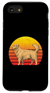 iPhone SE (2020) / 7 / 8 Golden Retriever Retro Vintage Sunset Sketch �S�[���f���E���g���o�[ �X�}�z�P�[�X