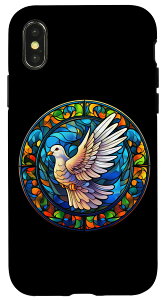 iPhone X/XS Dove Bird �X�e���h�O���X ���[�h���C�g �A�[�e�B�X�e�B�b�N�f�U�C�� �X�}�z�P�[�X