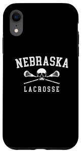 iPhone XR Vintage Nebraska Skull & Cross Bones Lacrosse �X�}�z�P�[�X