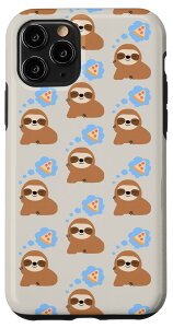 iPhone 11 Pro 愛らしいベージュの子供のおもちゃ 面白いナマケモノパターン ドリームピザ スマホケース