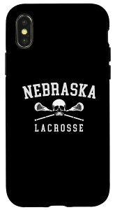 iPhone X/XS Vintage Nebraska Skull & Cross Bones Lacrosse �X�}�z�P�[�X