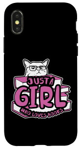 iPhone X/XS Just A Girl Who Loves Books �L���b�g�I�[�i�[ �u�b�N���D�� �{�I�^�N �X�}�z�P�[�X