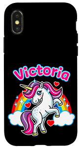 iPhone X/XS Victoria Custom Girls Name Personalized Design Unicorn Party X}zP[X
