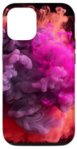 iPhone 14 Outer Space Explosion コーラルピンク&ディープパープルカラースプラッシュ スマホケース