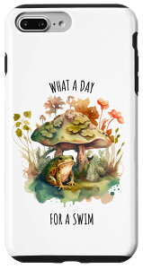iPhone 7 Plus/8 Plus WHAT A DAY FOR A SWIM, Cozy FROG COTAGECORE TOAD ���f�B�[�X �X�}�z�P�[�X