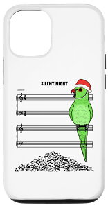 iPhone 14 �O���[���C���f�B�A�������O�l�b�N I Silent Night Parrot I Christmas �X�}�z�P�[�X