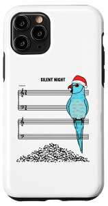 iPhone 11 Pro �u���[ �C���f�B�A�� �����O�l�b�N I Silent Night Parrot I Christmas �X�}�z�P�[�X
