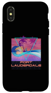 iPhone X/XS Fort Lauderdale Retro 80�N�� Vaporwave Beach Vacation �X�}�z�P�[�X