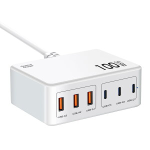USB[d v100W }[duPD 30W ΉE6䓯[d\EGaN(KE)vusb RZg 6|[g(3USB-C & 3USB-A) ^Cvc[d USB`[W[ RpNg X}z[d PSEF iPhone/Ga