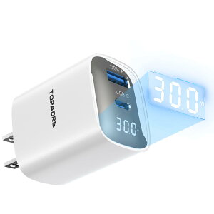 TOPADRE 30W }[d Type C fBXvC PD[d 2|[g (USB-C&USB-A)yGaN̗p ^ PD/PPS/QC4+/SCPKiΉ/PSEZpKz iPhone 16-8V[Y/iPad/Galaxy S24 S23/Google PixelV[Y/Switch/iWatch
