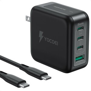 YOCOEI 140W PD[d Eŏ4|[g USB}[d (GaN PowerX +ƎiSonicZp/USB-C×3 USB-A×1/܂ݎ Type-C[d) PD3.1/QC4.0Ή/PPSKi/PSEZpK 100WP[ut MacBook Pro,iPhone16, iPad Pro