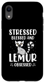 iPhone XR Stressed Blessed - キツネザルのささやきジャングル動物愛好家 スマホケース