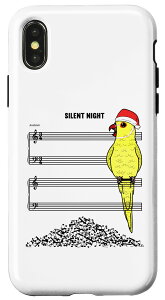iPhone X/XS �C�G���[ �C���f�B�A�� �����O�l�b�N I Silent Night Parrot I Christmas �X�}�z�P�[�X