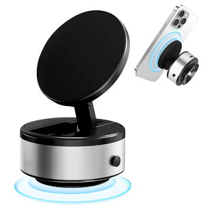 Athvcht 車載スマホホルダー 真空吸着式スマホホルダー 360度回転 磁気式車用吸盤ホルダー 車用 真空吸着/磁気吸着 超強力磁石 吸着式スマホホルダー 長さと角度が調整可能 安定性拔群 電動