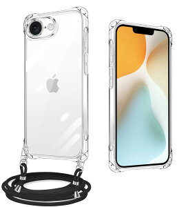 iPhone 16E �P�[�X �N���A �V�����_�[ �l�b�N �X�g���b�v�t�� �ϏՌ� �S�ʕی� �A�C�t�H��16E �X�}�z�P�[�X ��|���P�[�X iPhone 16e �J�o�[ ���^ �y�� �V���R�� TPU �R�t�� �΂߂��� ���O���\