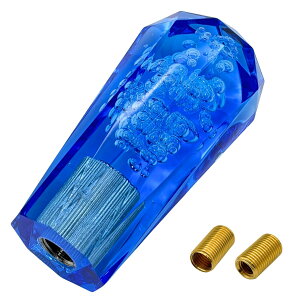 MARUHADO クリスタルシフトノブ 八角 汎用 トラック シフトレバー 変換アダプター付き M8 M10 M12 P1.25 MT ブルー 10cm