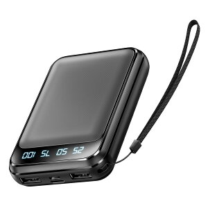 モバイルバッテリー 小型 22800mAh 大容量 【180G超軽量 二台同時充電】 スマホ 充電器 急速充電 2個USB出力ポート LCD残量表示 microUSB&Type-C入力ポート 2way蓄電 携帯バッテリー コンパクト ストラ