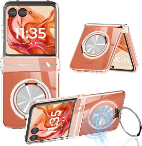 Motorola Razr 50 �P�[�X �N���A MagSafe�Ή� �����O�t�� Motorola Razr 50S �P�[�X ���� razr 50d M-51E �}�O�Z�[�t ���C�����X�[�d moto razr50/50s�J�o�[ �X�^���h�@�\ 360°��] �c�����Ή� �}�O�l�b�g���� ���^