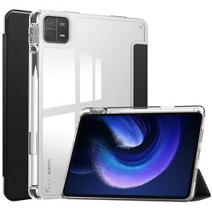 Xiaomi Pad 6 �P�[�X �w�ʓ��� �N���A �X�}�[�g�y�� ���[ �I�[�g�X���[�v 3�܂�X�^���h Android �V���I�~ Pad6 �^�u���b�g �J�o�[ ���� �ϏՌ� �y��,�u���b�N