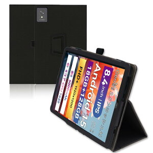 For FPD CP08-J1 ケース スタンド 8.4インチ 機能 角度調整 上質PUレザー キズ防止 軽量 カバー 全面保護 タブレット用アクセサリー Mosasa 専用 スマートカバー (ブラック)