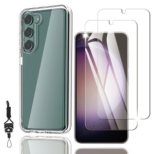 Nutmeg Galaxy S23 �K���X�t�B�����i2���j+ Galaxy S23 �P�[�X �N���A�i1���j�y���Ɏq�f�ލ̗p �X�g���b�v�z�[���t���zSC-51D SCG19 �t�B���� �M�����N�V�[ S23 �ی�t�B���� �J�o�[ �g�уP�[�X �X�}�z�P